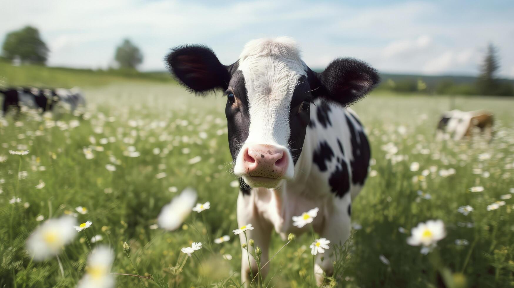 Cows in field. Illustration photo