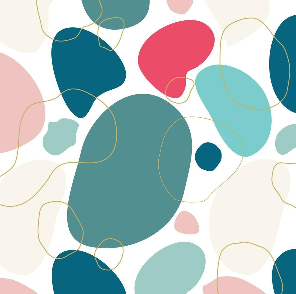 Hand drawn colorful minimal background with abstract shapes, vector illustration