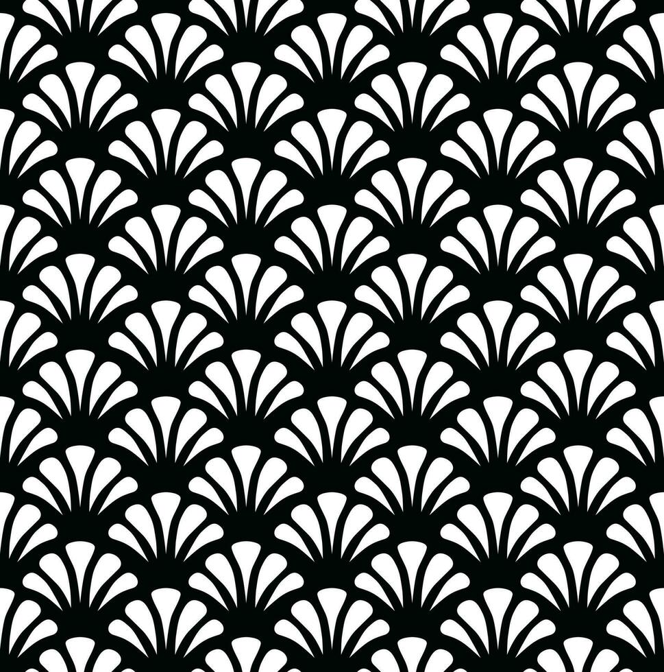 Monochromatic floral tropical Seamless Pattern, black and white vector illustration