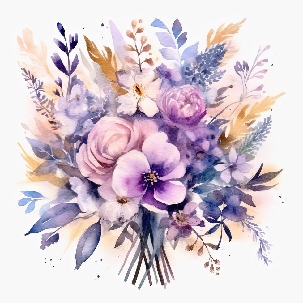 Watercolor flower bouquet. Illustration photo