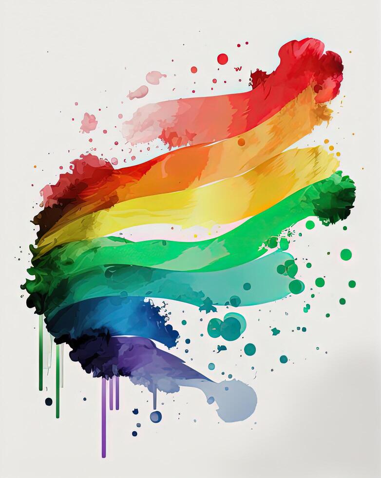 Watercolor rainbow flag. Illustration photo