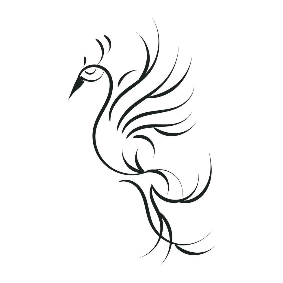 Beautiful And Elegant Phoenix Tattoo idea inspirational. Black And White Phoenix Tribal Tattoo design. vector