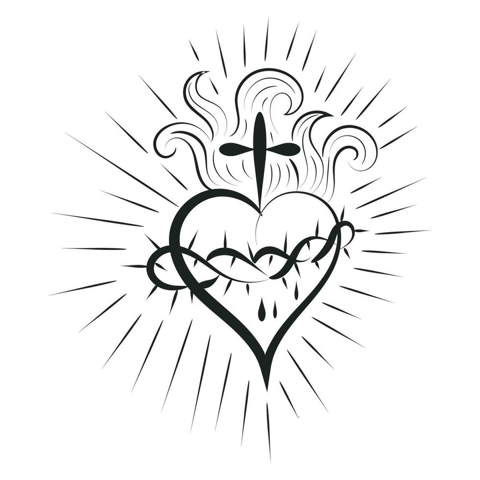 Sacred Heart Of Jesus With Rays vector
