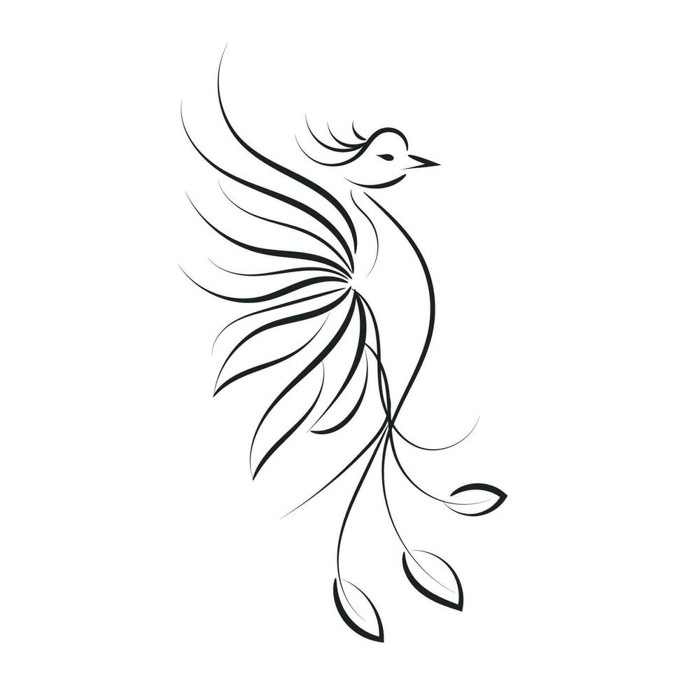 Beautiful And Elegant Phoenix Tattoo idea inspirational. Black And White Phoenix Tribal Tattoo design. vector