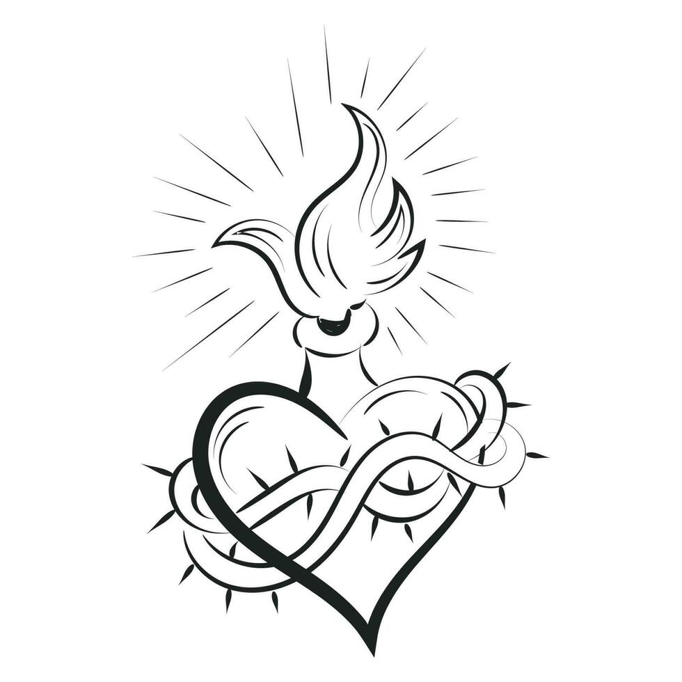 sagrado corazón de Jesús con rayos vector