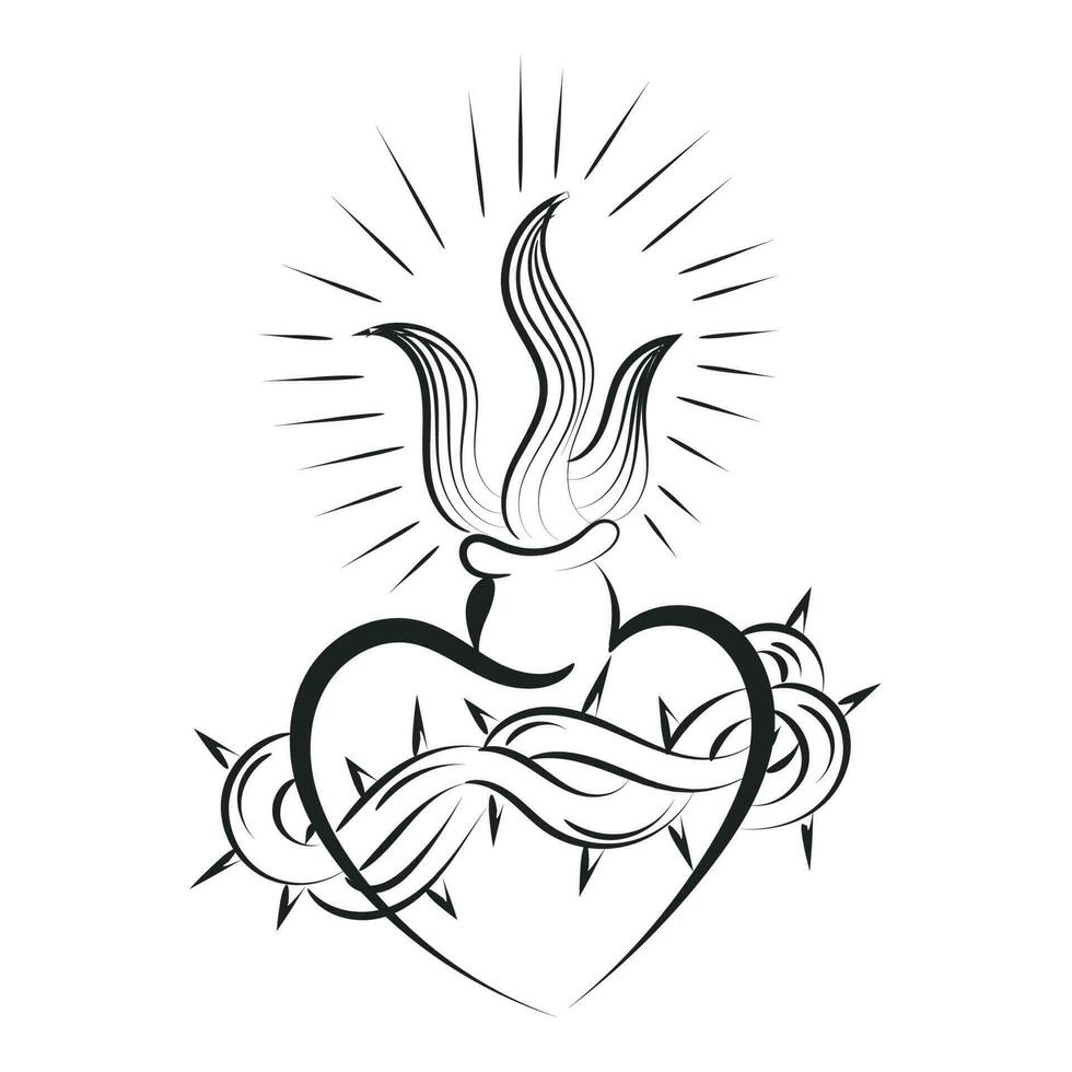 Sacred Heart Of Jesus With Rays vector