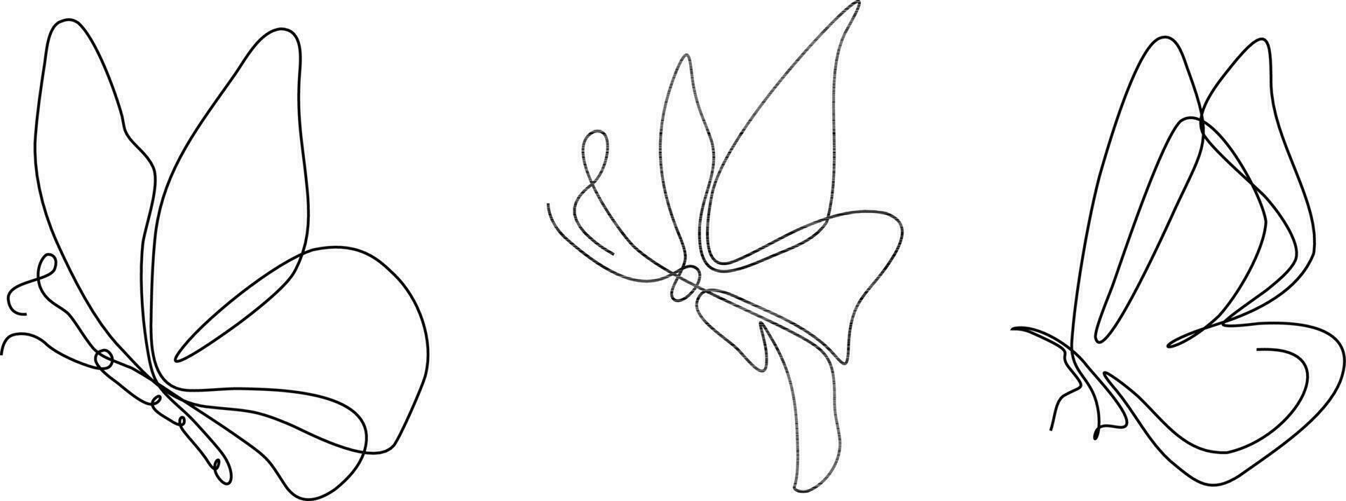butterfly continuous line set illustration vector