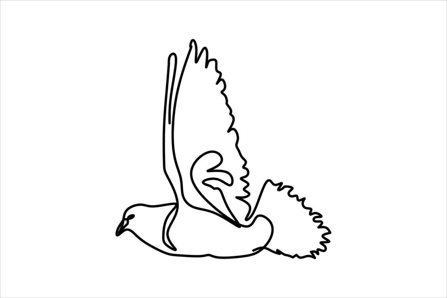 continuous line drawing of bird flapping wings illustration vector