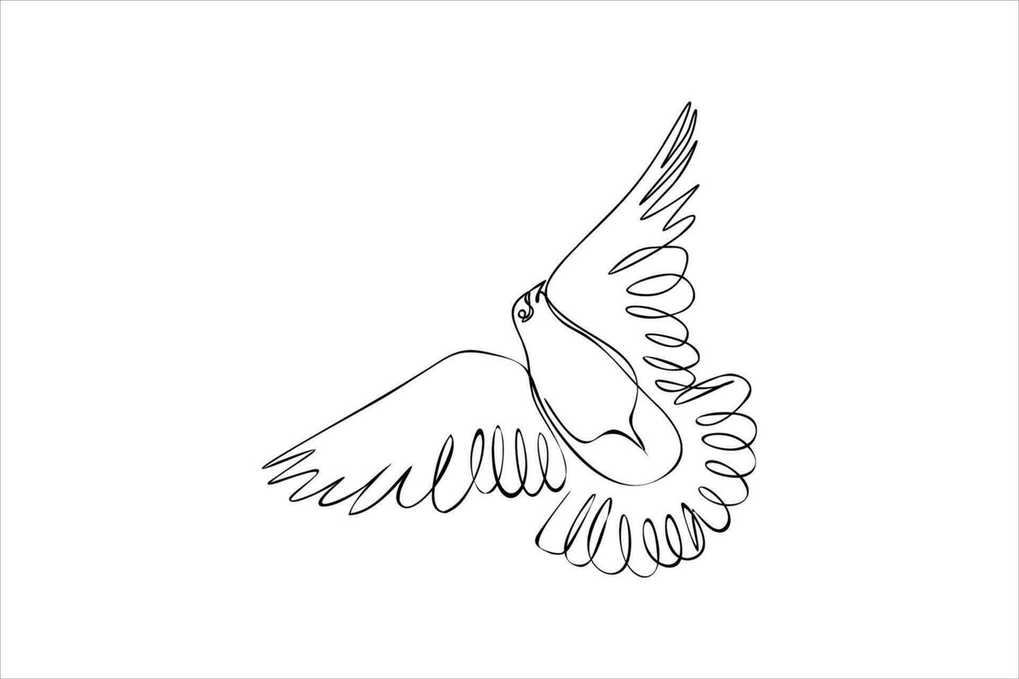 continuous line drawing of a bird flying with wings vector