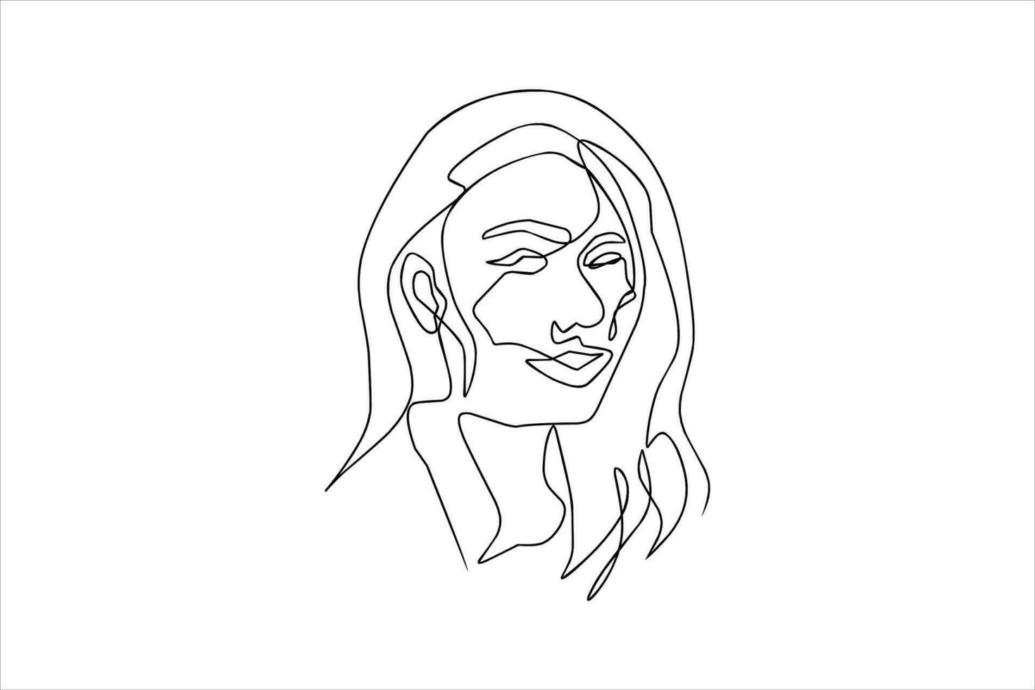 continuous line drawing of beautiful woman face illustration vector