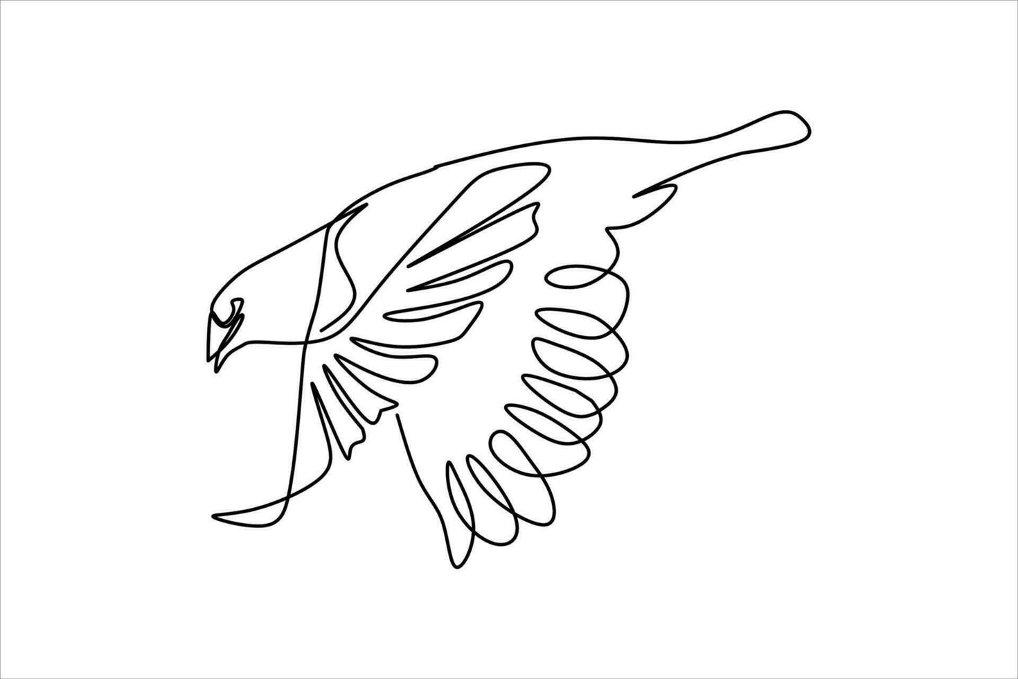 continuous line drawing of bird flapping wings illustration vector