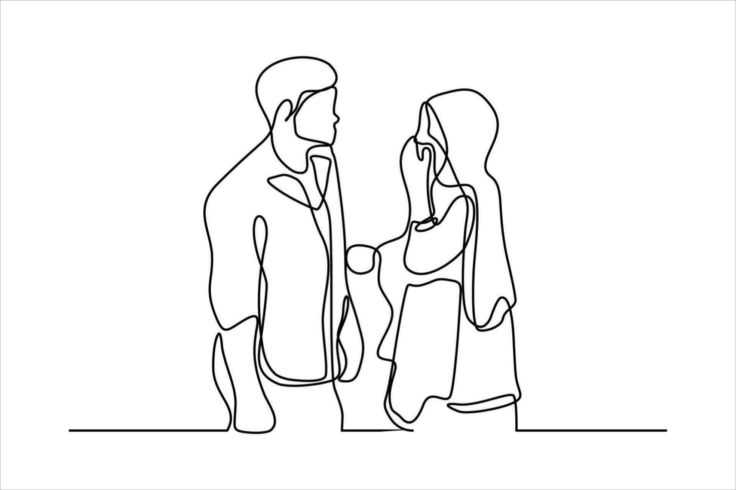 harmonious couple continuous line illustration vector
