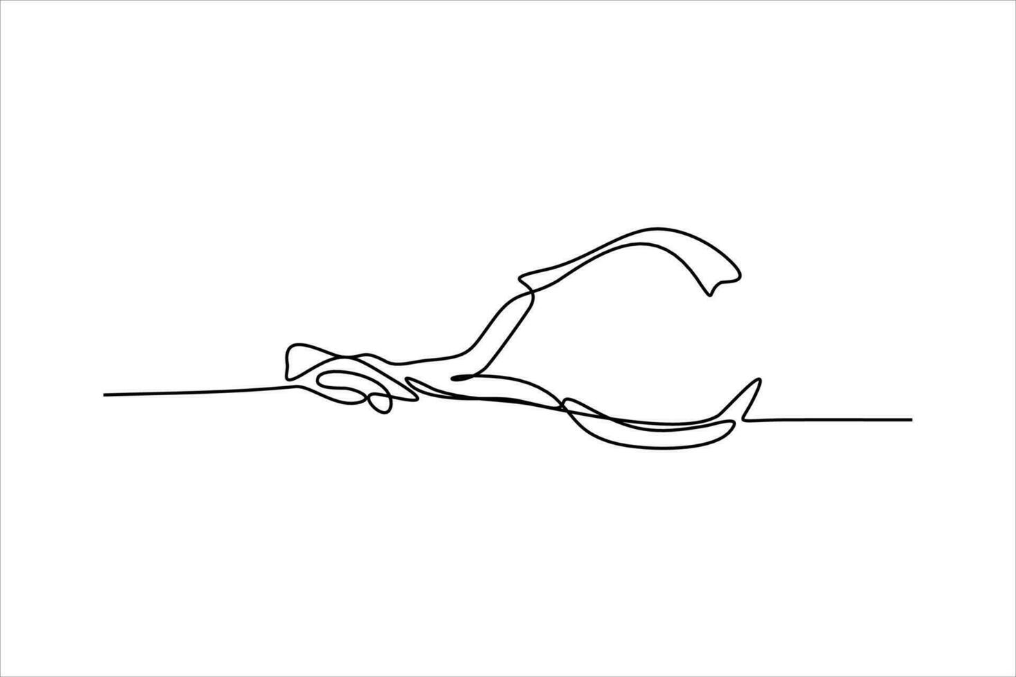diver woman continuous line illustration vector