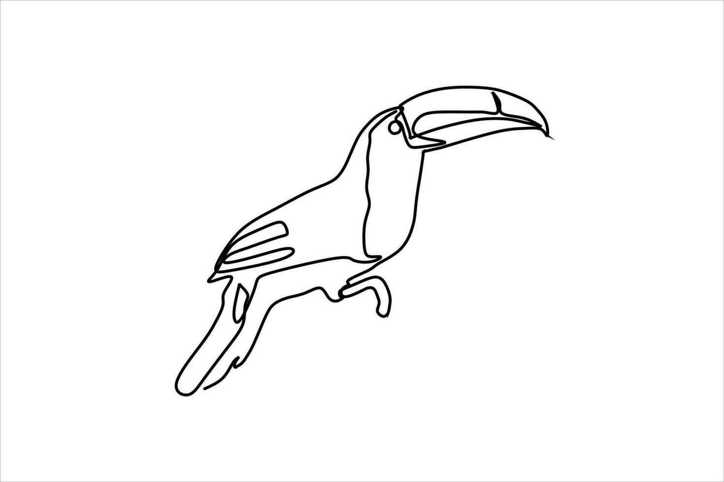 continuous line drawing of long beak bird illustration vector