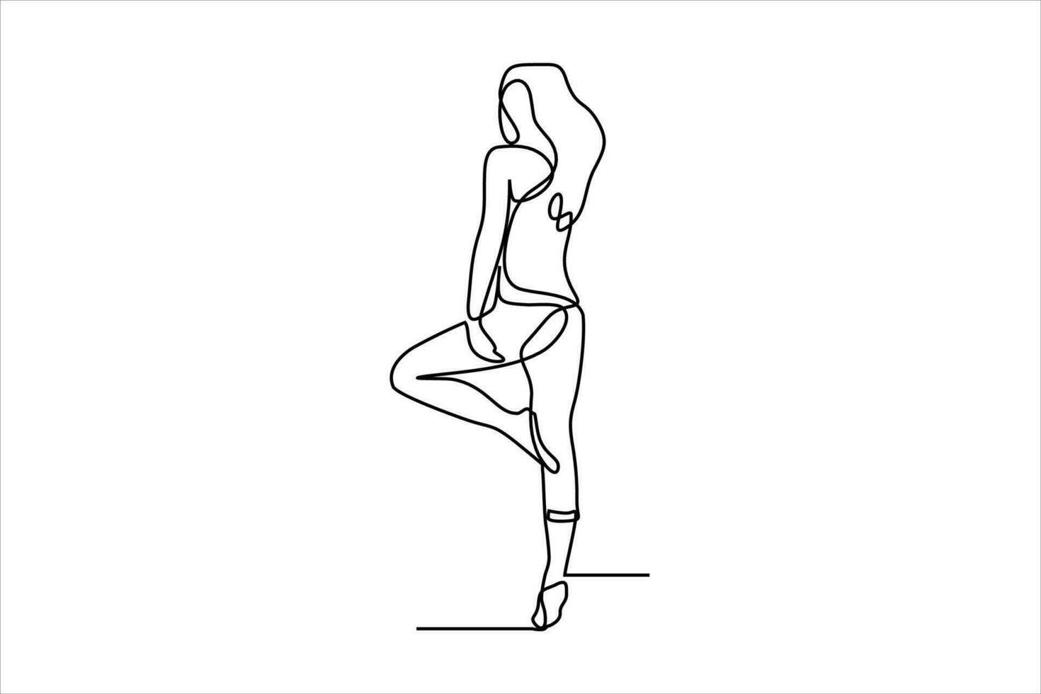 yoga sport woman continuous line illustration vector