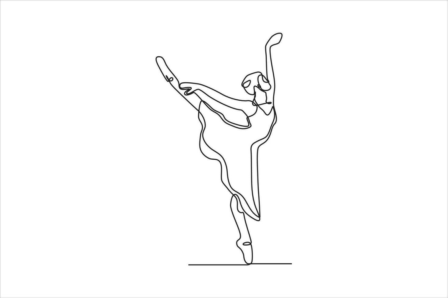 continuous line drawing of woman dancing ballet illustration vector