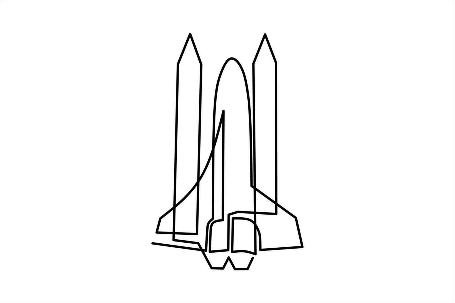 continuous line drawing of space rocket illustration vector