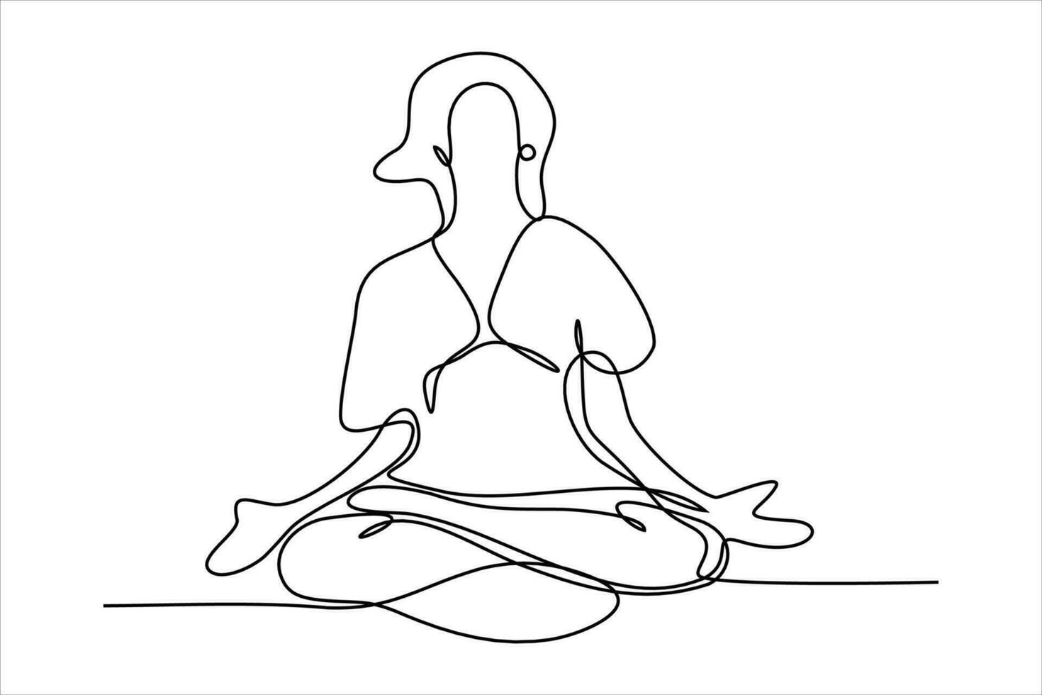 continuous line illustration of woman in yoga pose vector