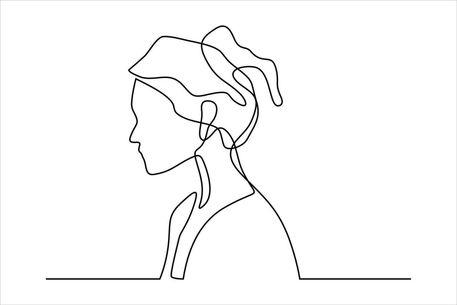 Continuous line drawing. Abstract portrait of a woman's side view. Vector illustration.