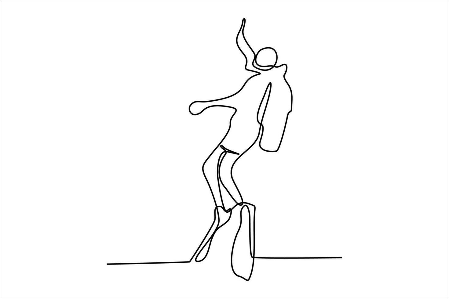 diving person continuous line illustration vector