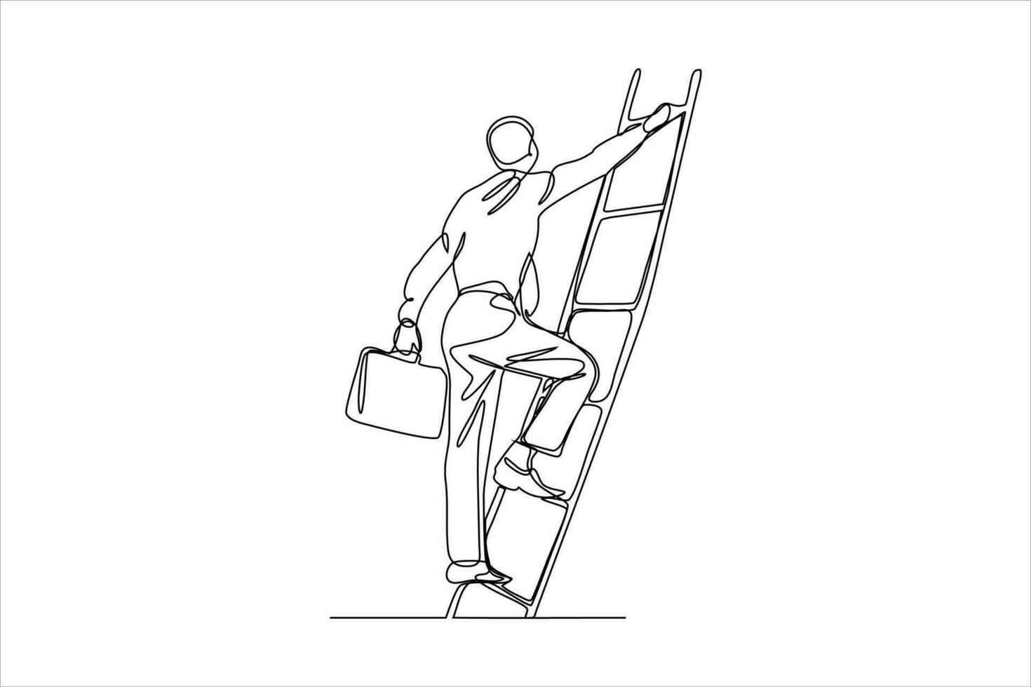 continuous line drawing illustration people climb the ladder of success vector
