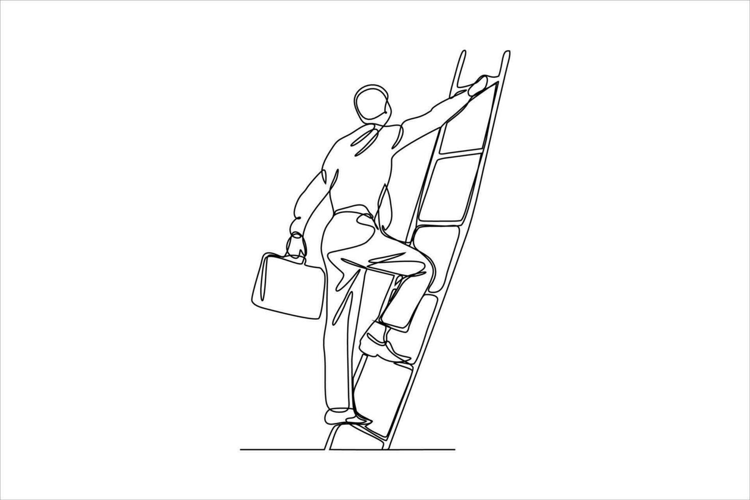 continuo línea dibujo ilustración personas escalada el escalera de éxito vector