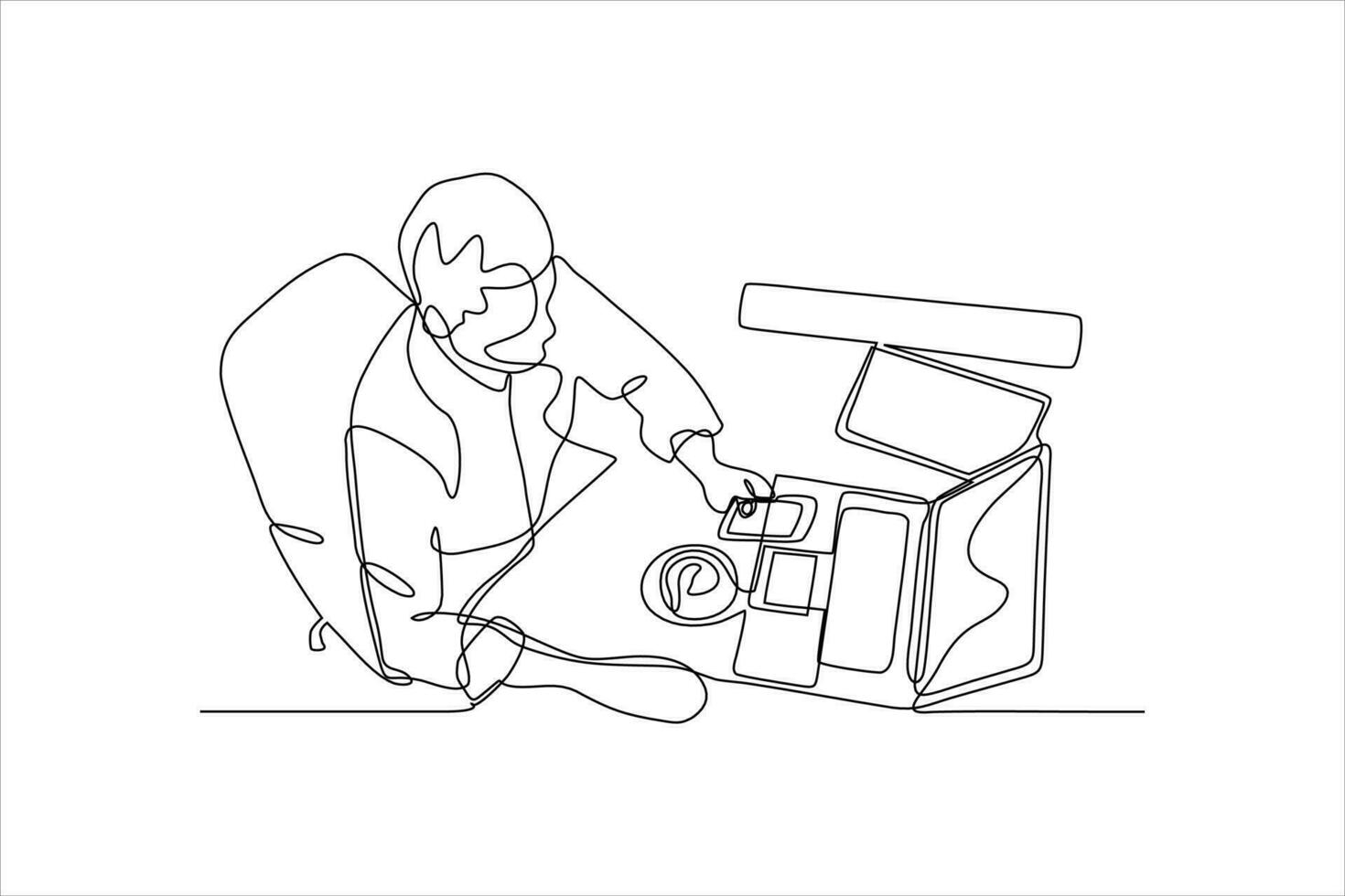 continuous line drawing of a bussinessman doing a task vector