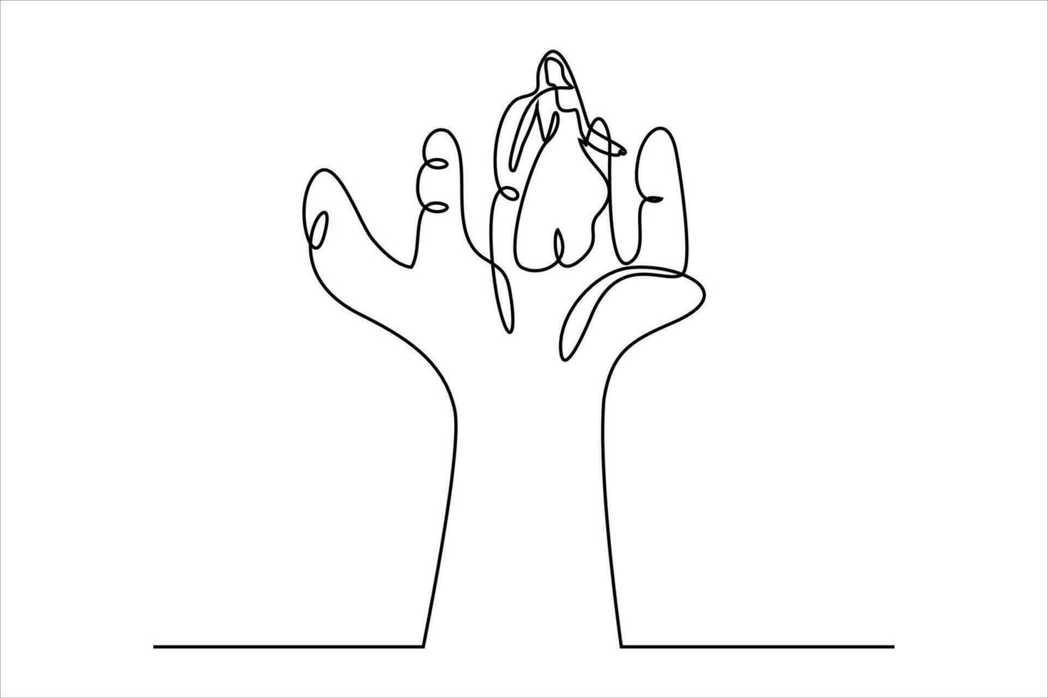 continuous line illustration of hand statue vector