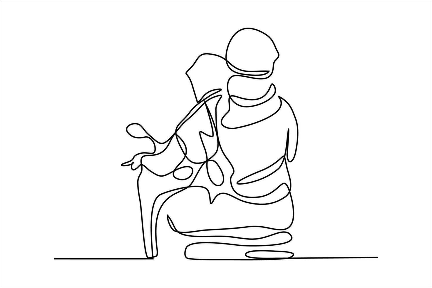 continuous line illustration of people riding motorbikes vector