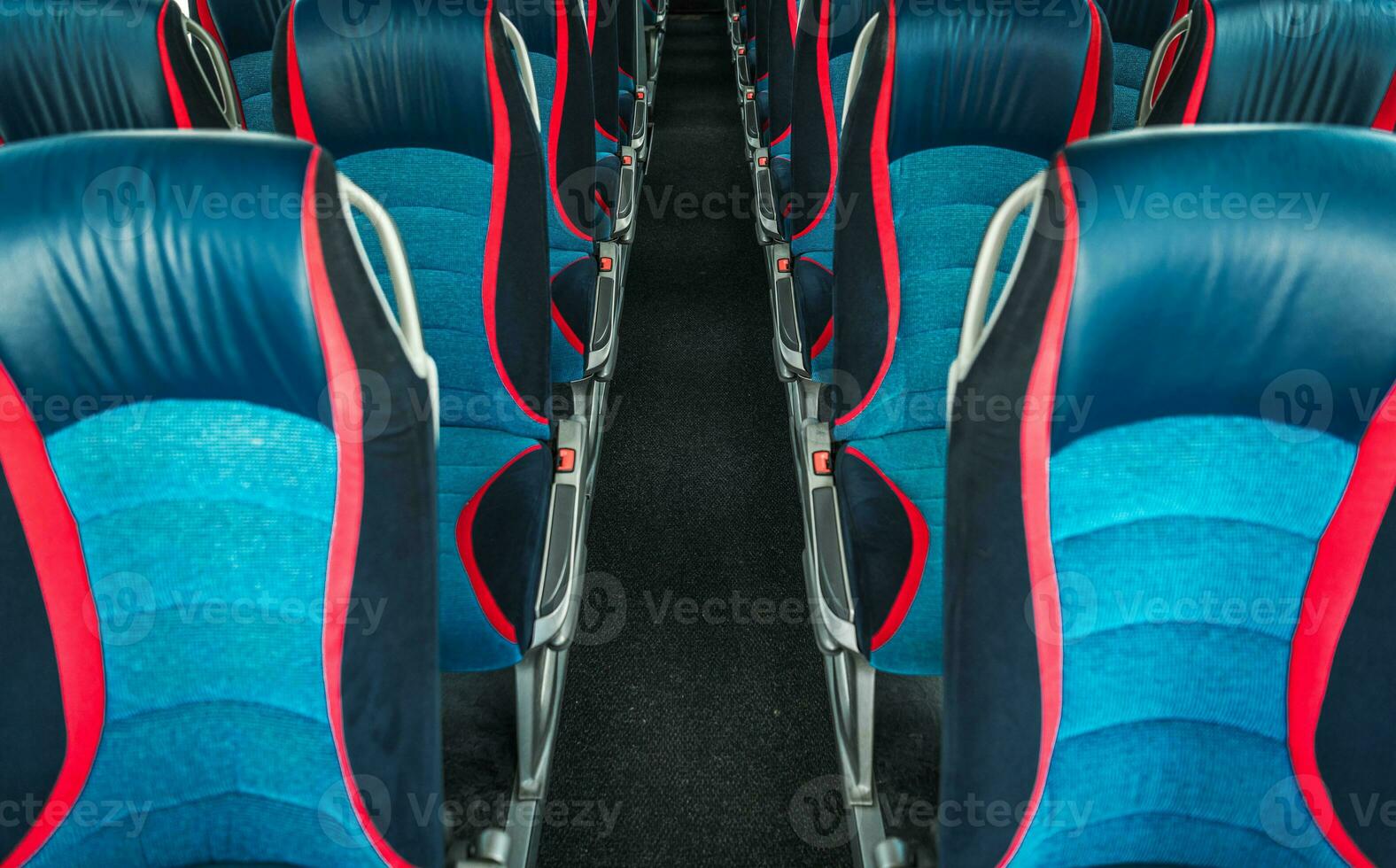 Interior Of Modern Bus With Comfortable Seats. photo