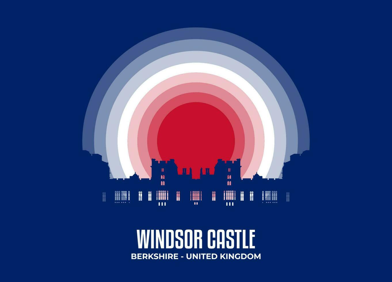 Windsor castillo. luz de la luna ilustración de famoso histórico estatua y arquitectura en unido Reino. color tono establecido en bandera. vector eps 10