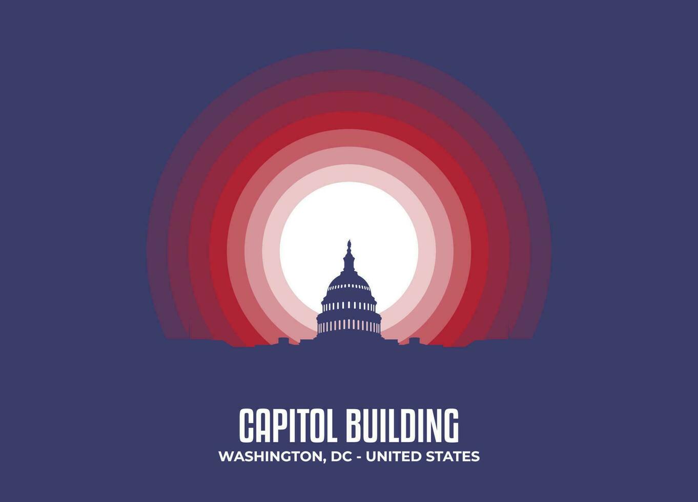 Capitolio edificio. luz de la luna ilustración de famoso histórico estatua y arquitectura en unido estados de America. color tono establecido en bandera. vector eps 10