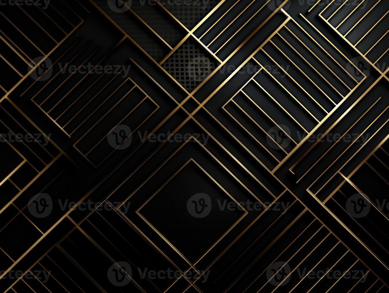 oscuro negro mosaico antecedentes con dorado líneas Arte deco lujo estilo textura creado con generativo ai tecnología foto