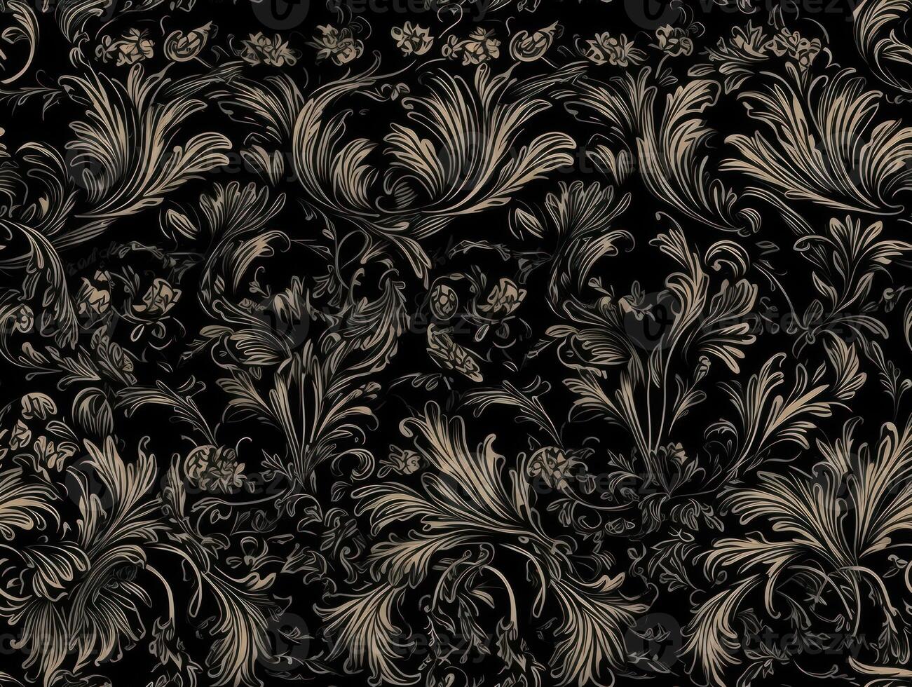 Seamless pattern Royal vintage Victorian Gothic background Rococo venzel and whorl created with technology. photo
