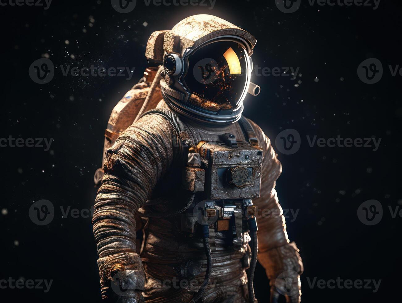 Astronaut in spacesuit against the background of the night sky Created with technology photo