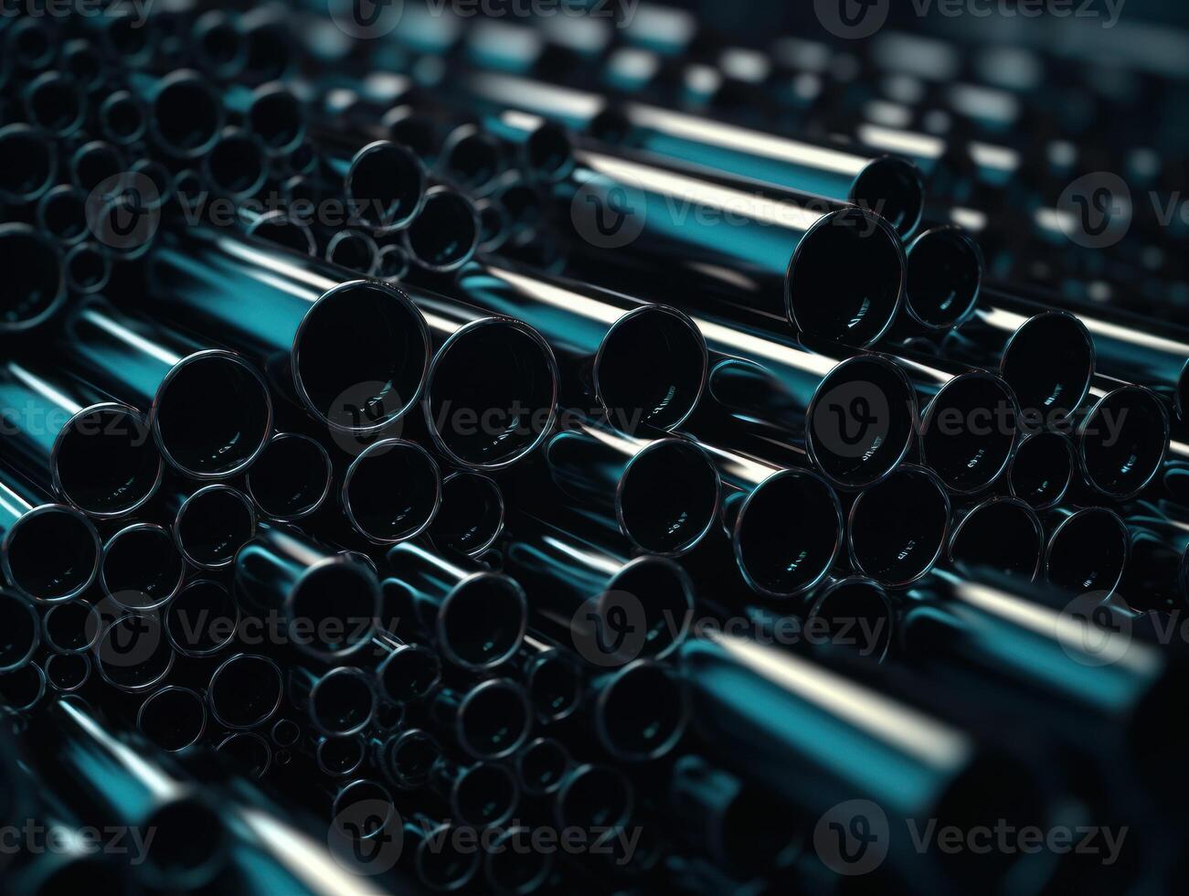 Futuristic abstract metal pipes geometric background created with technology. photo