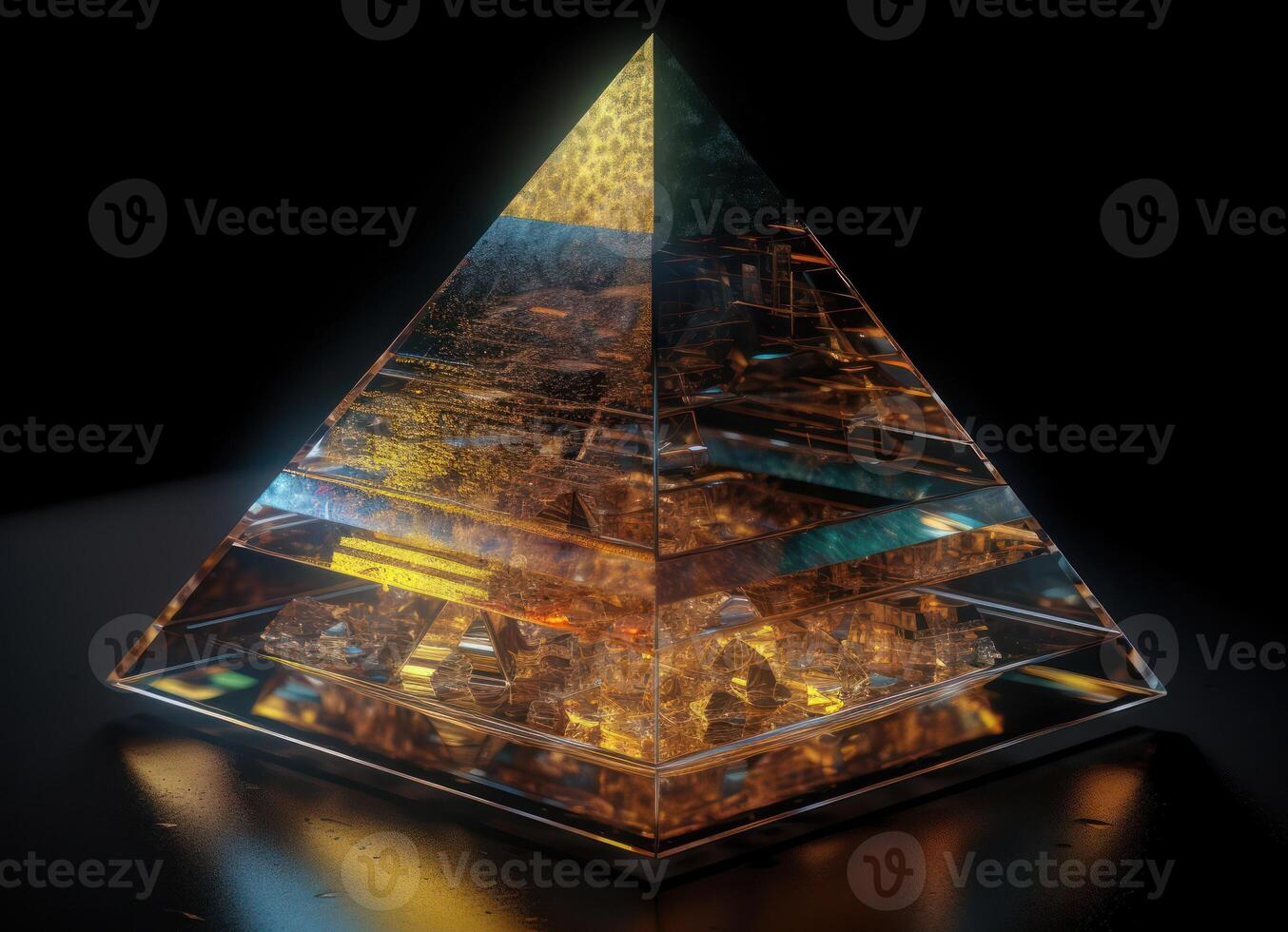 Futuristic abstract pyramid geometric background created with technology photo