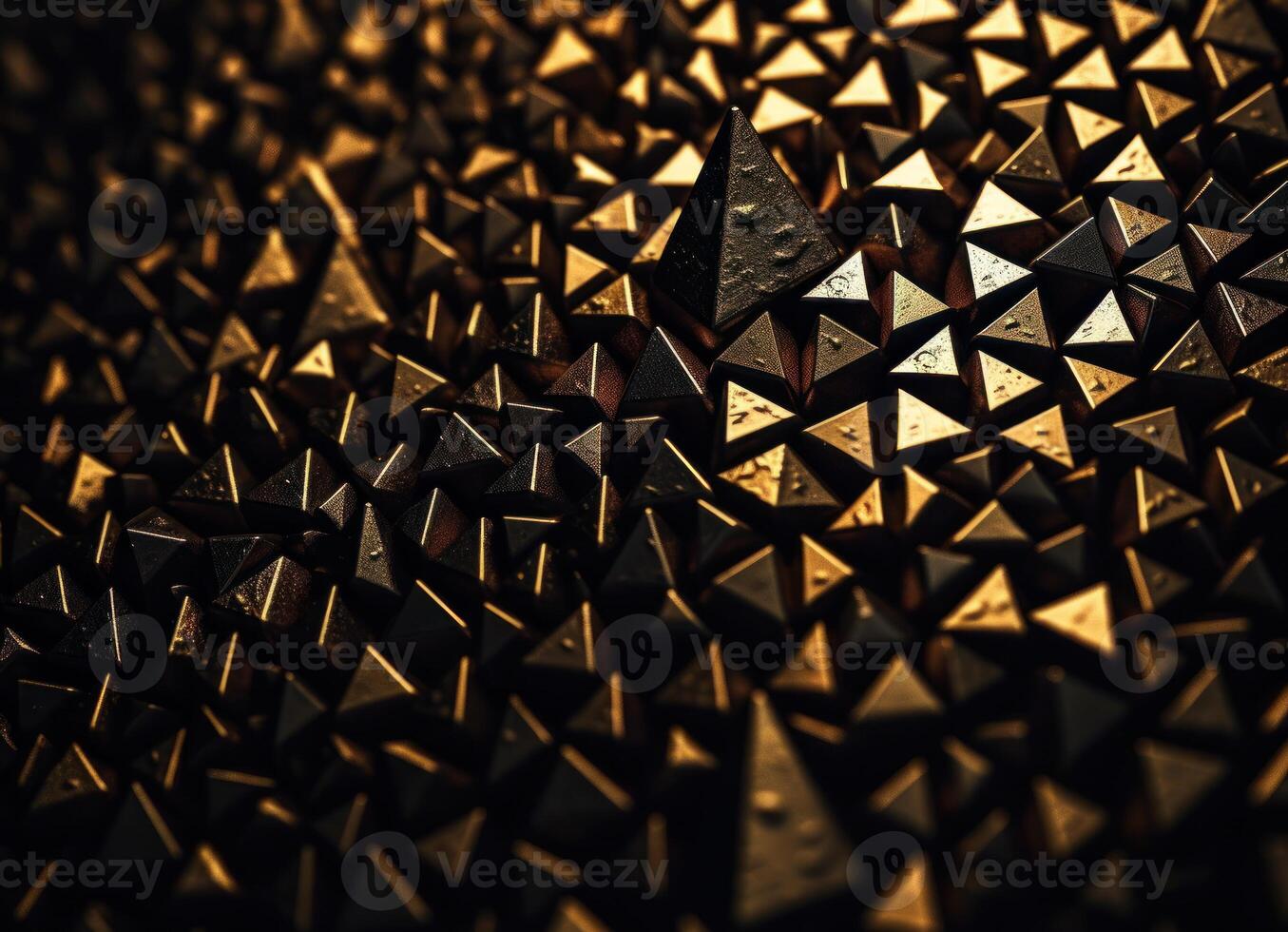 Futuristic abstract golden pyramid geometric background created with technology photo
