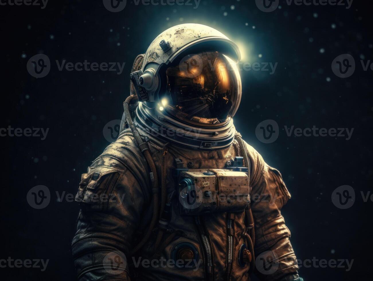 Astronaut in spacesuit against the background of the night sky Created with technology photo