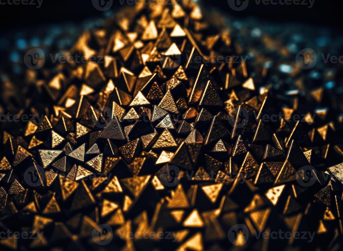 Futuristic abstract golden pyramid geometric background created with technology photo