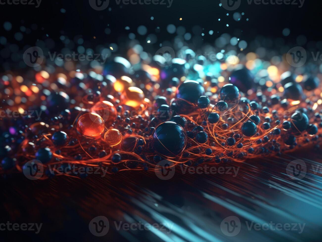 Abstract molecule model on dark background Created with technology. photo