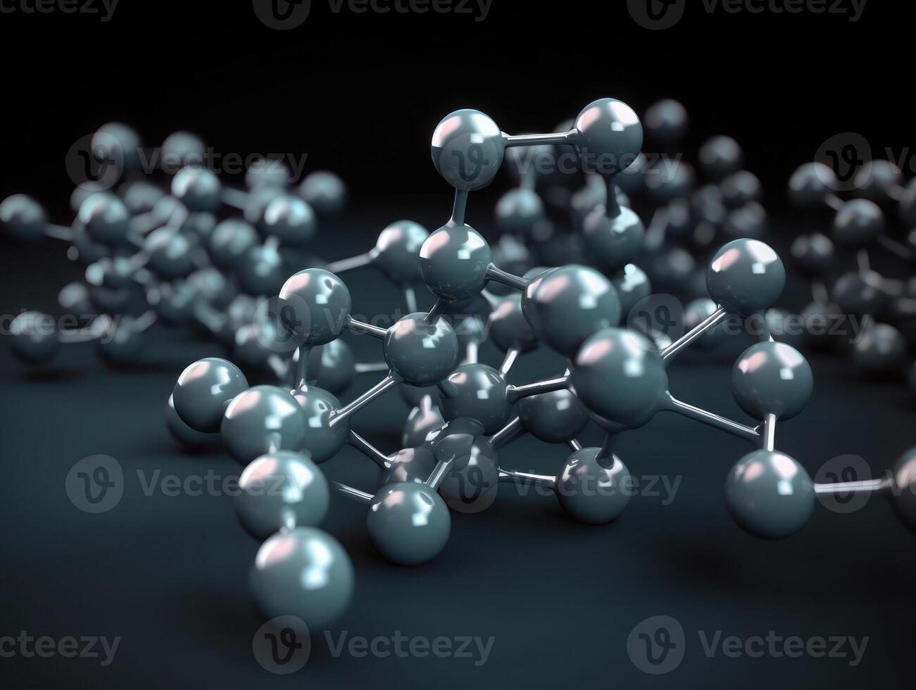 Abstract molecule model on dark background Created with technology. photo