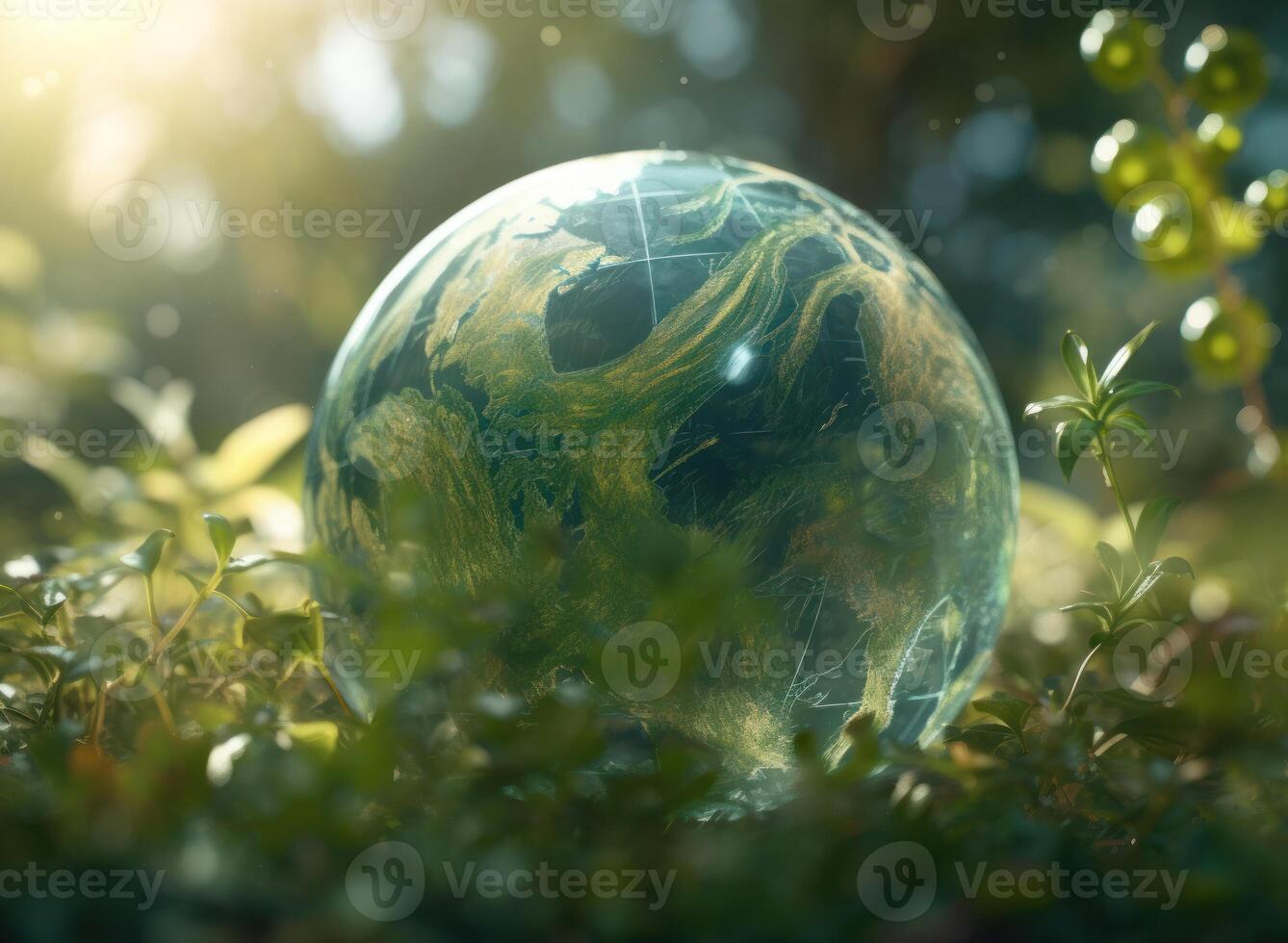 Green planet earth day nature protection concept Created with technology photo