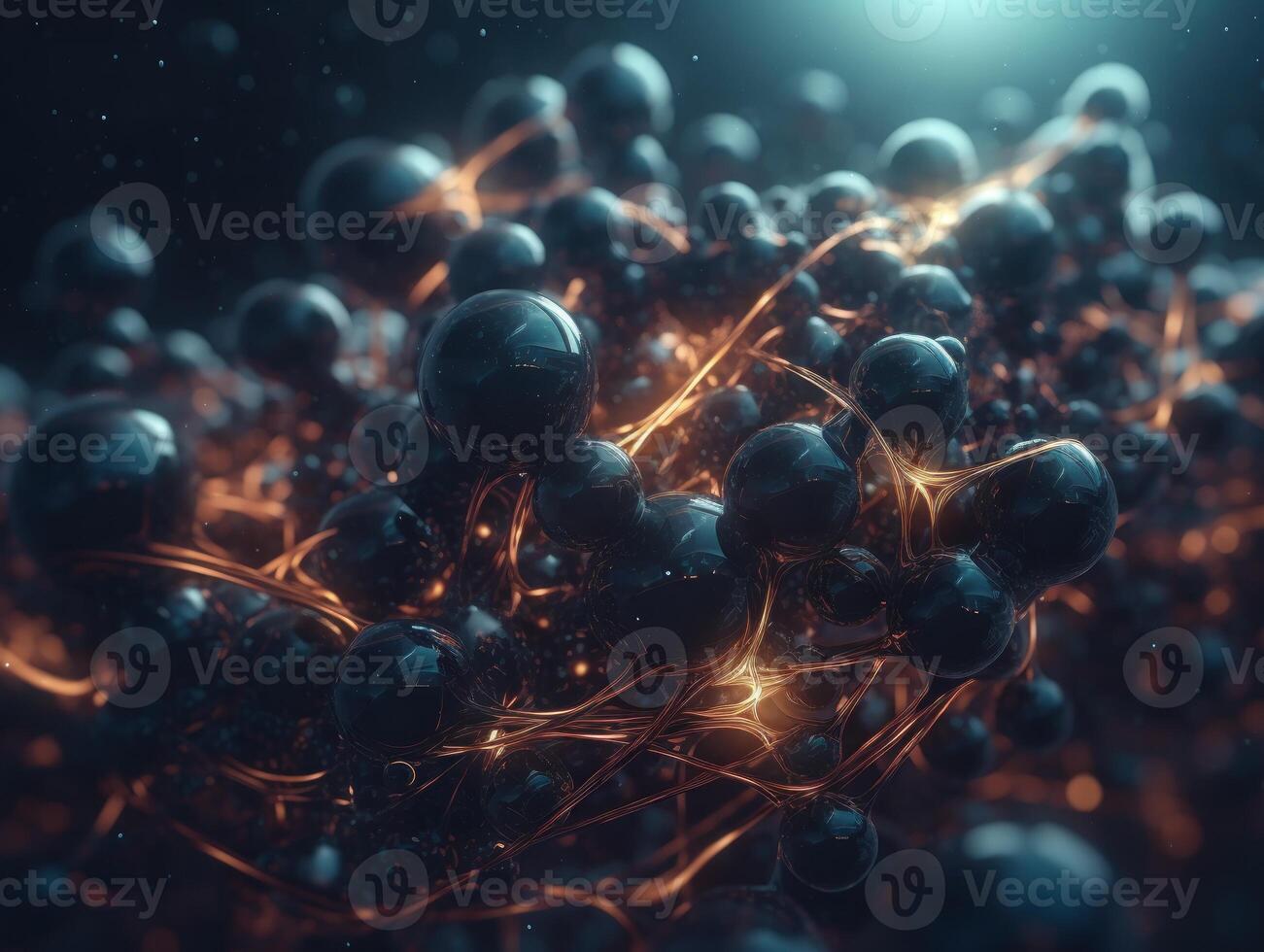 Abstract molecule model on dark background Created with technology. photo