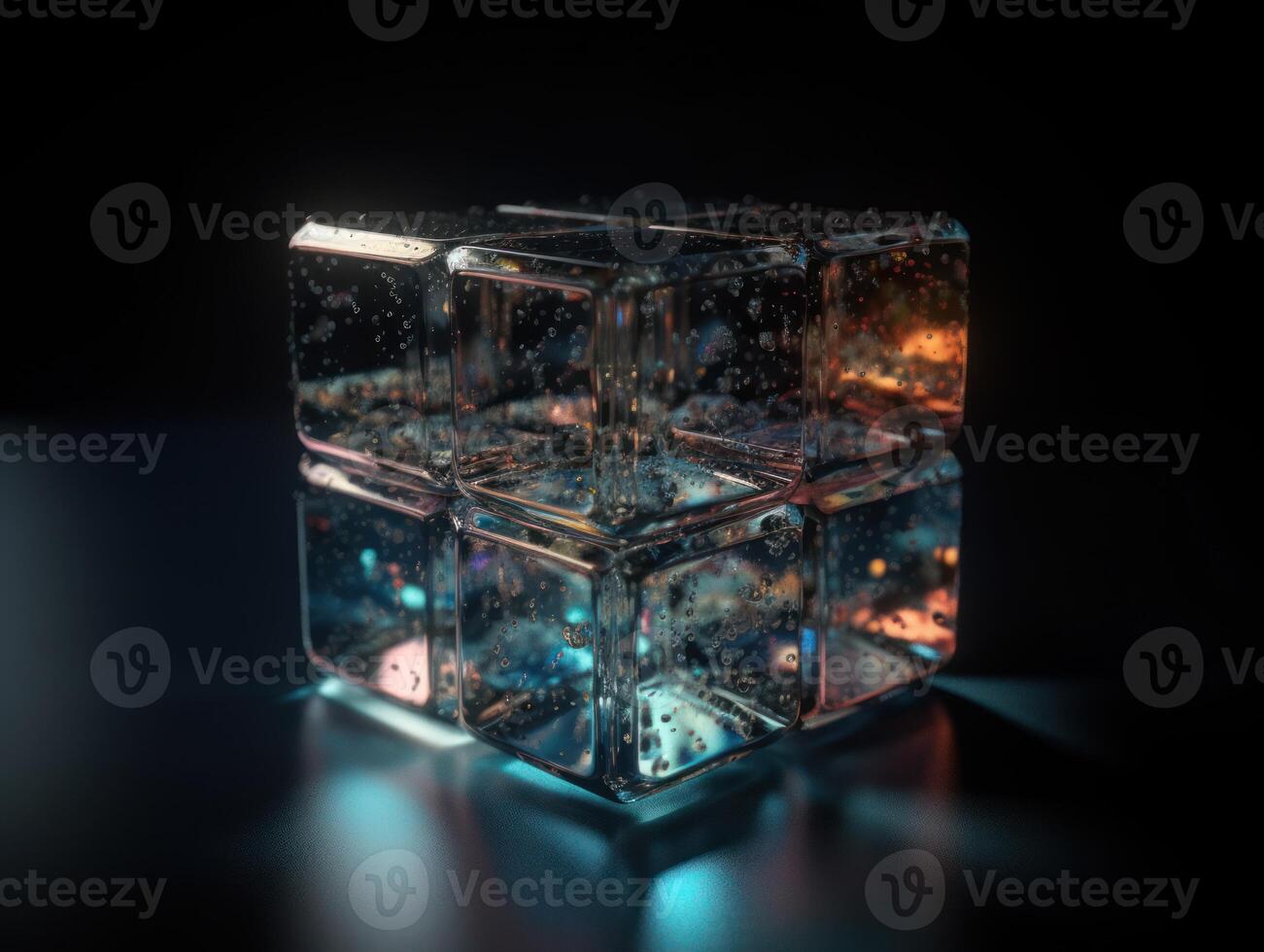 Futuristic glass cube background technology. photo