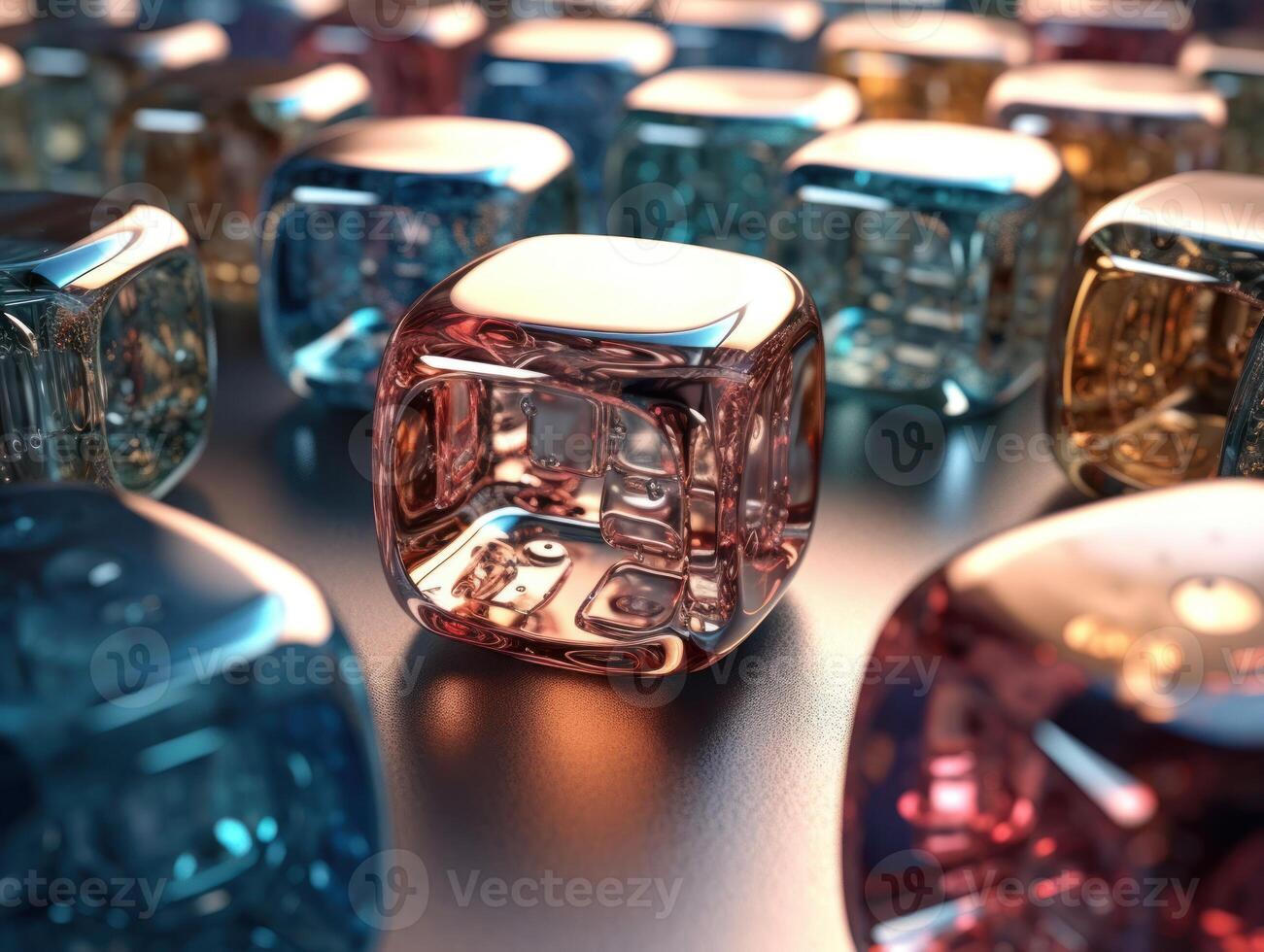 Futuristic glass cubes background Abstract geometric mosaic grid Square tiles pattern technology photo