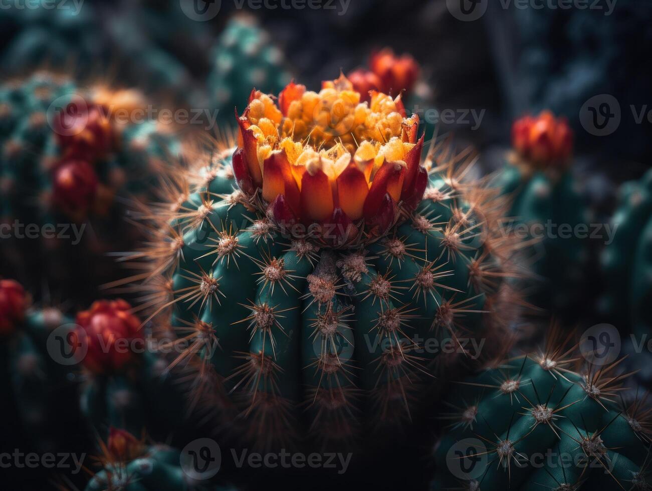 Miniature home flowers succulents and cactus in the garden Created with technology photo