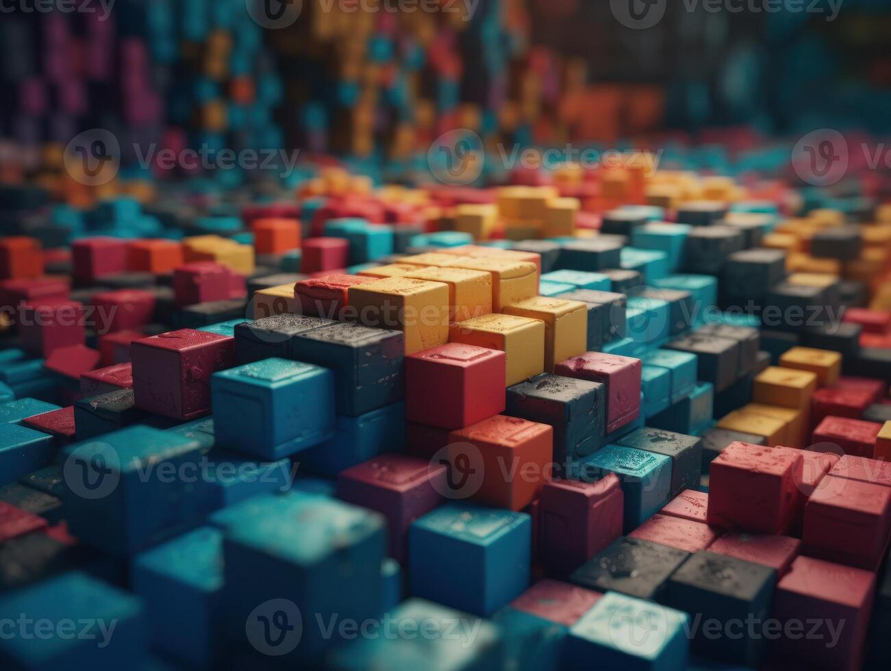 Futuristic plastic cubes background Abstract geometric mosaic grid Square tiles pattern technology photo