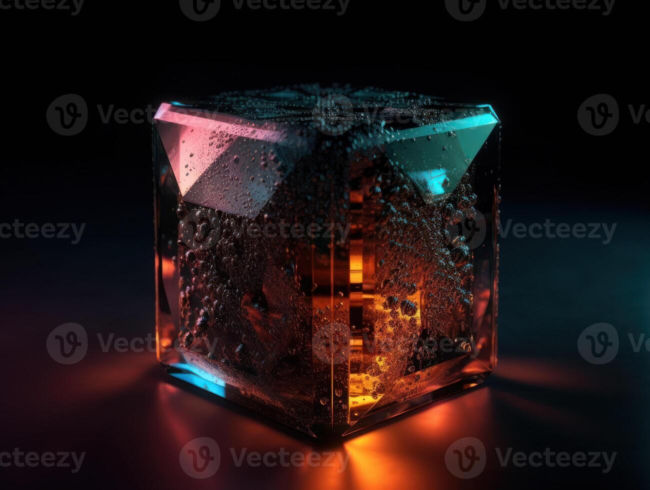 Futuristic glass cube background technology. photo