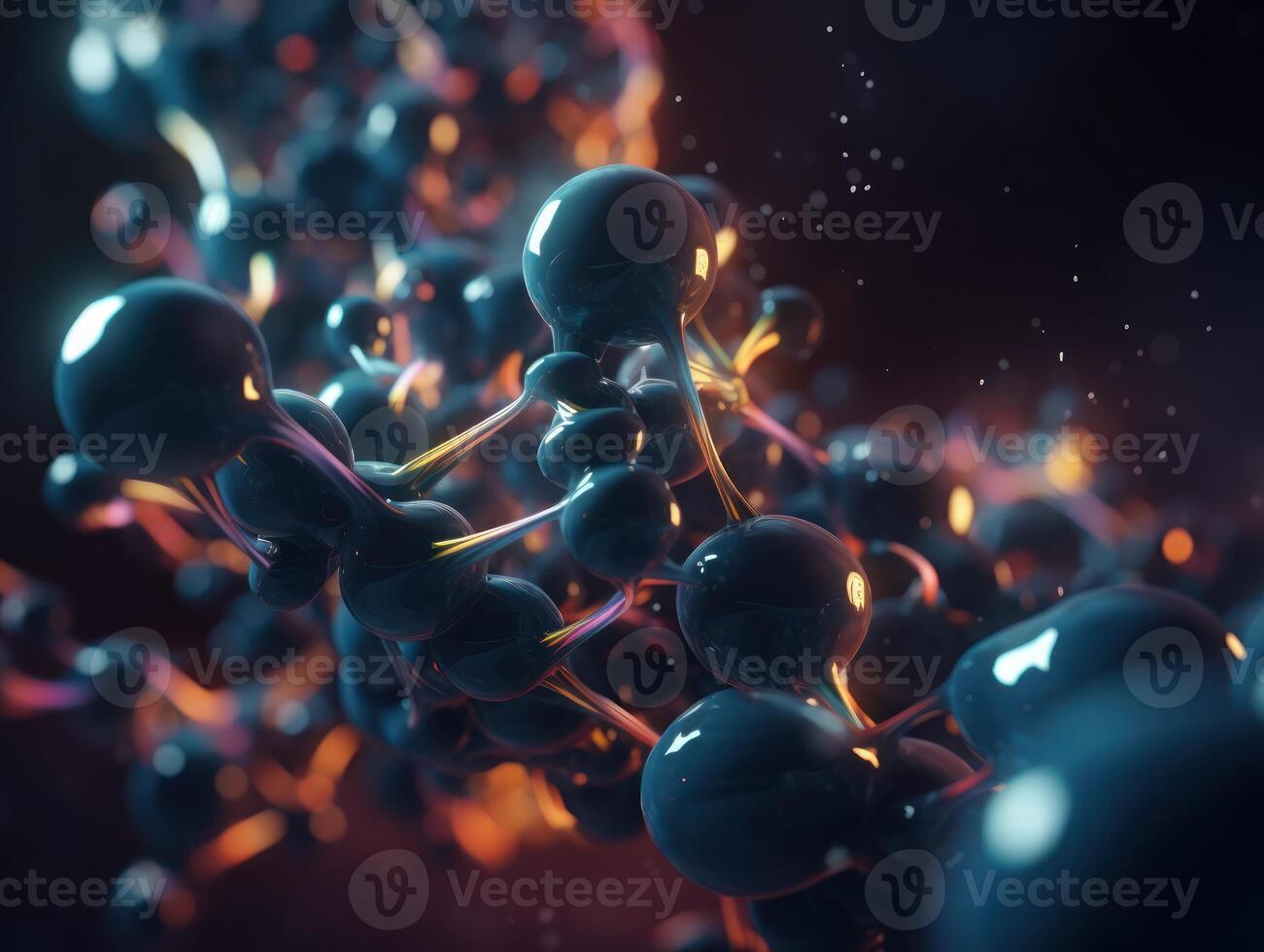Abstract molecule model on dark background Created with technology. photo